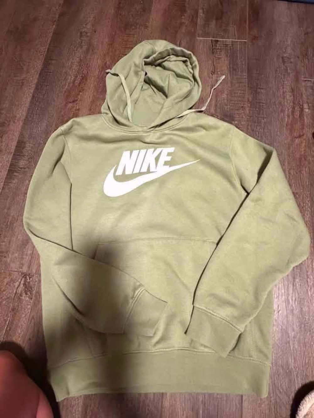 Nike Olive Green Hoodie with White Logo